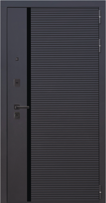 Входная дверь металлическая-11 Зеркало черная шагрень/velluto bianco AG700 Двери арт 860(960)х2050