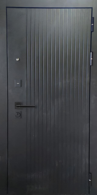 Входная дверь Berg (СДК) Фаворит Шагрень черная/белая матовая, черное стекло