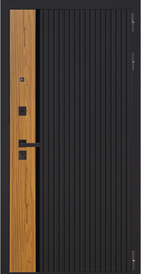 Входная дверь металлическая-14 черная шагрень/орех каньон коньяк/velluto bianco AG700 Двери арт 860(960)х2050